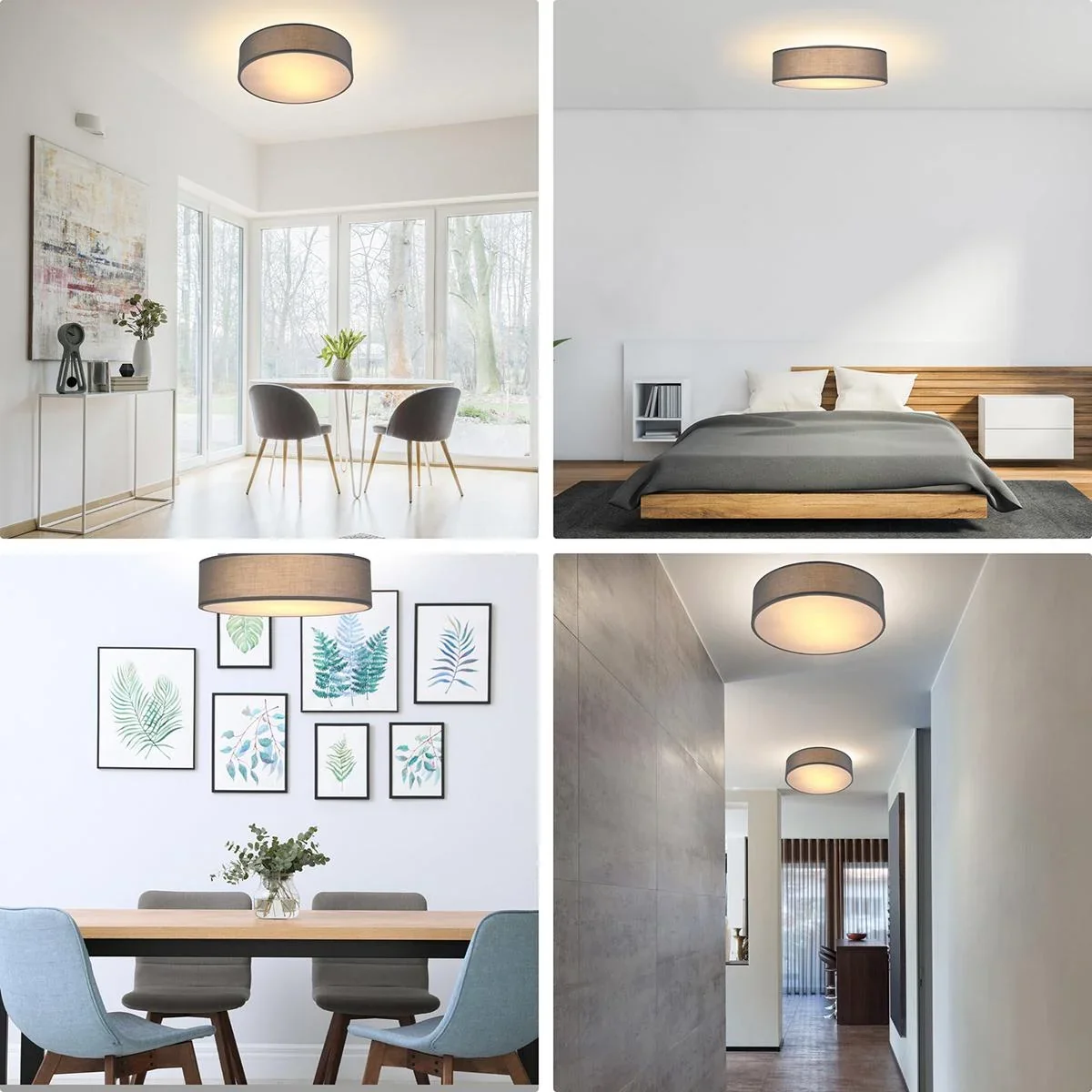 Deckenleuchte - Grau - Stoff - Ø38cm - 1