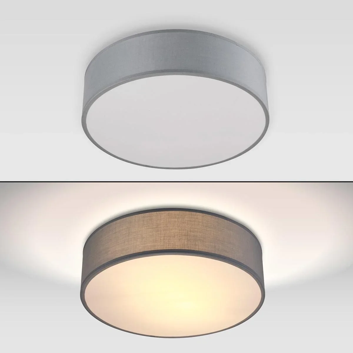 Deckenleuchte - Grau - Stoff - Ø38cm - 3