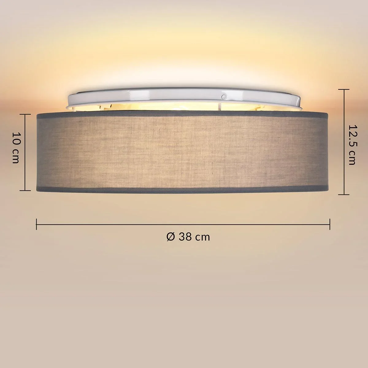 Deckenleuchte - Grau - Stoff - Ø38cm - 7