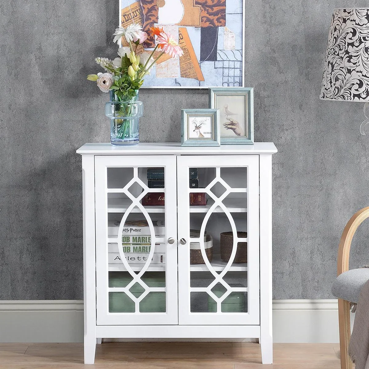 Kommode Sideboard Vitrinenschrank Küchenschrank Unterschrank Badzimmerschrank Bücherschrank Einlegeböden verstellbar MDF - 2