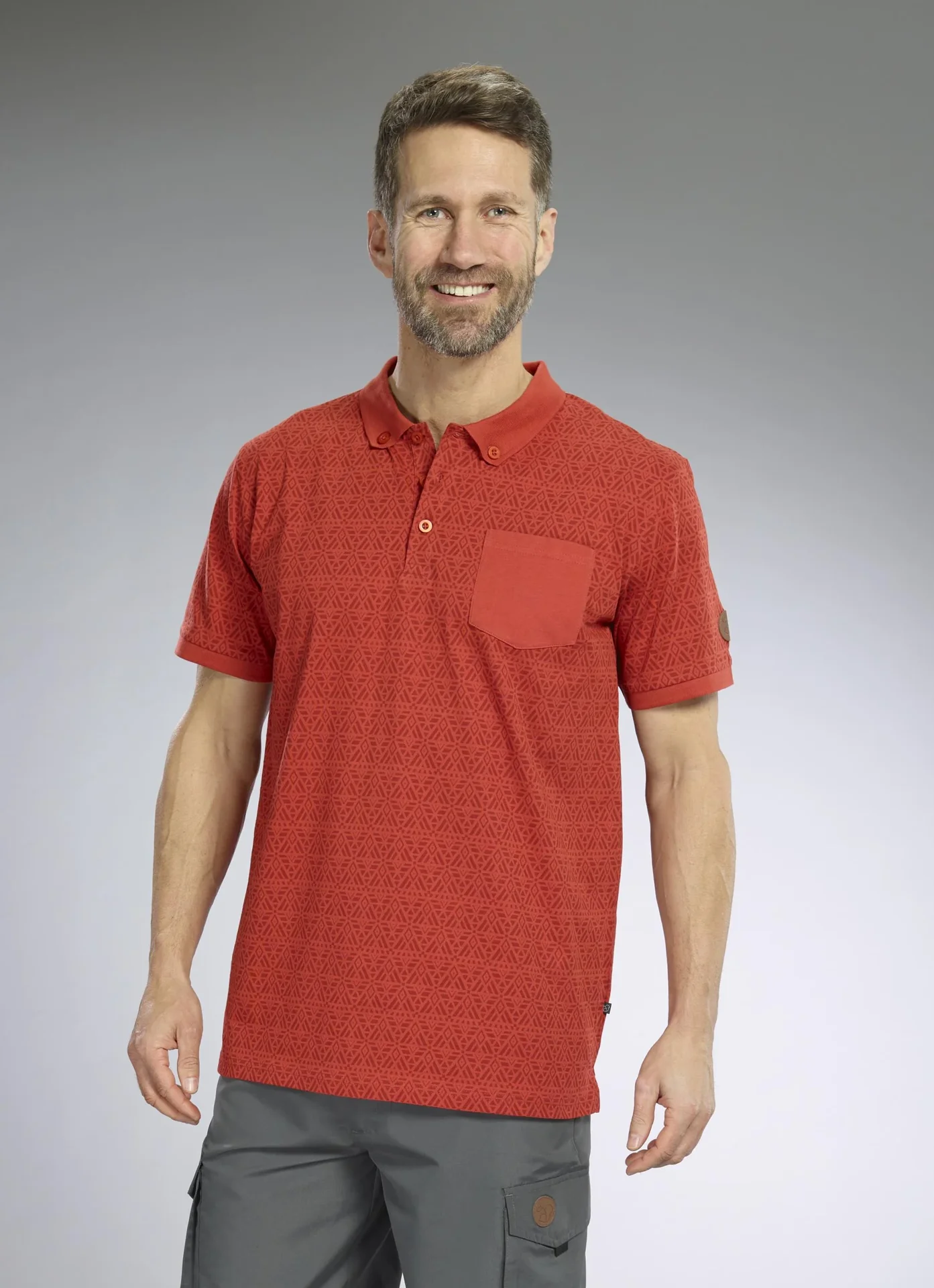 Poloshirt gemustert, Farbe rot, Gr.M - 5