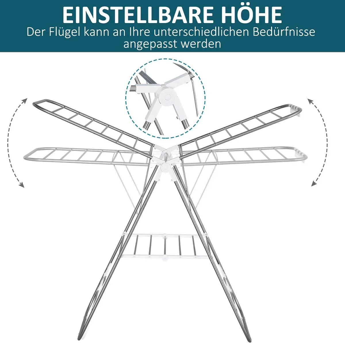 Wäscheständer klappbar silber/weiß - 1