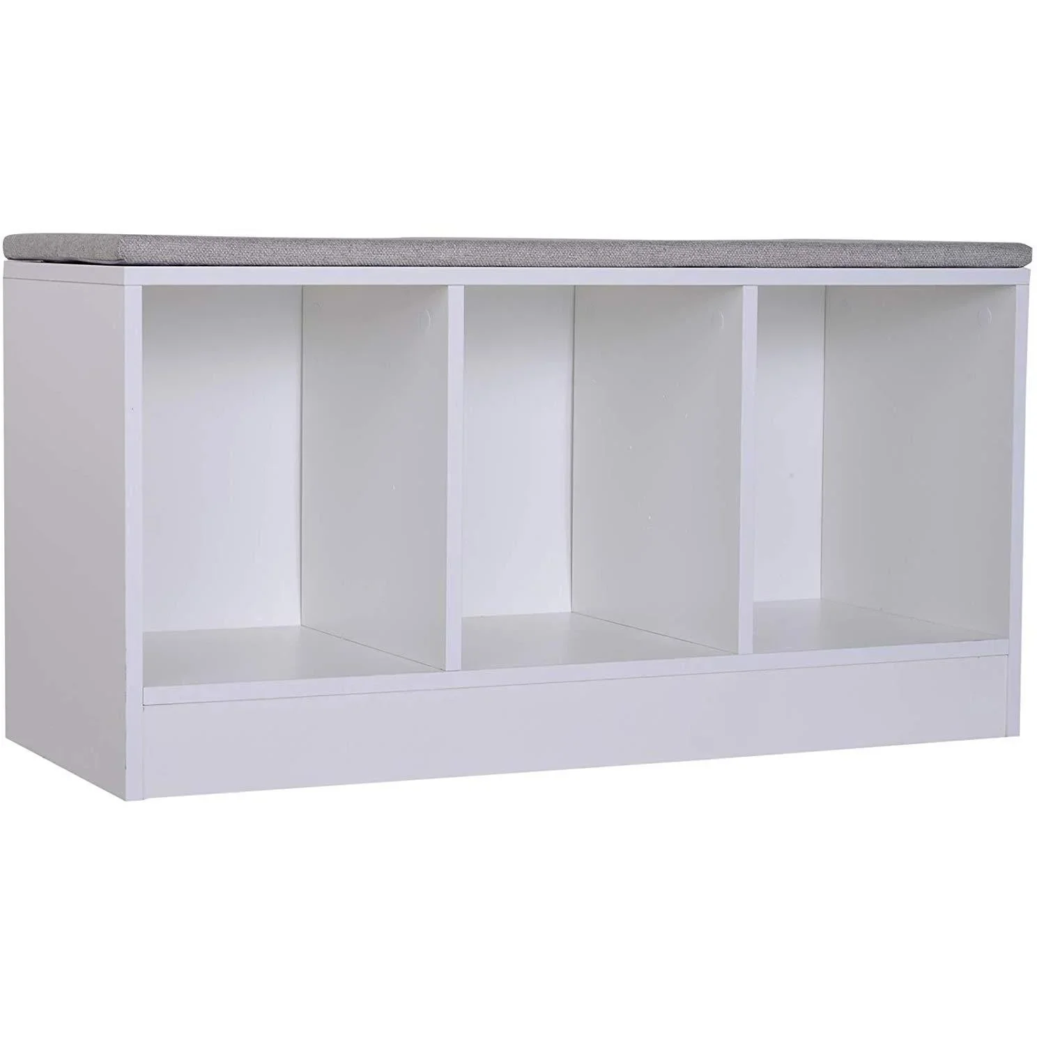 Schuhbank mit Sitzkissen Schuhschrank Schuhregal Lowboard Garderobe Flur Diele Holz Weiß 89,6 x 35,6 x 47 cm - 0