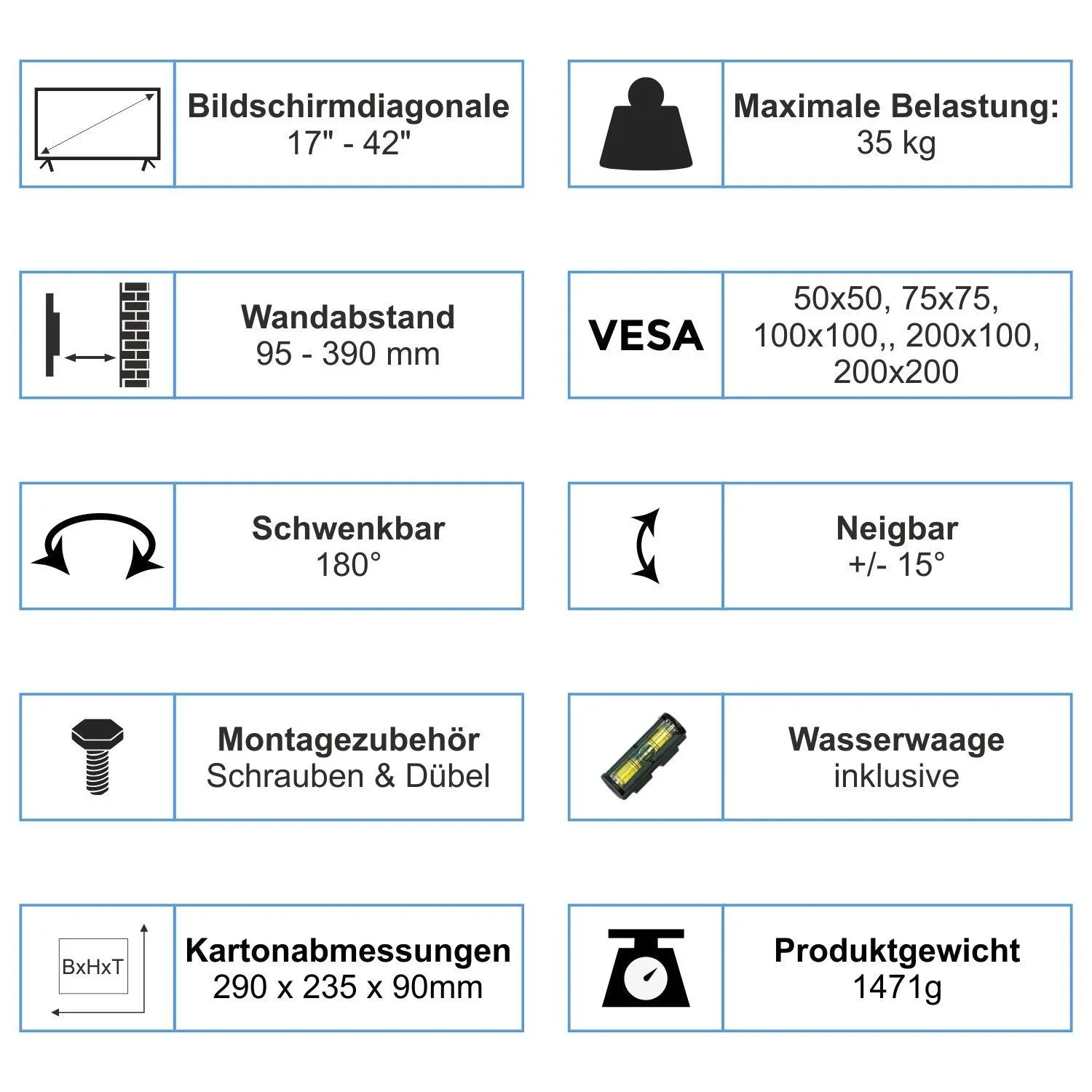 PURE LCD TV Wandhalter 17-42 Zoll - 8