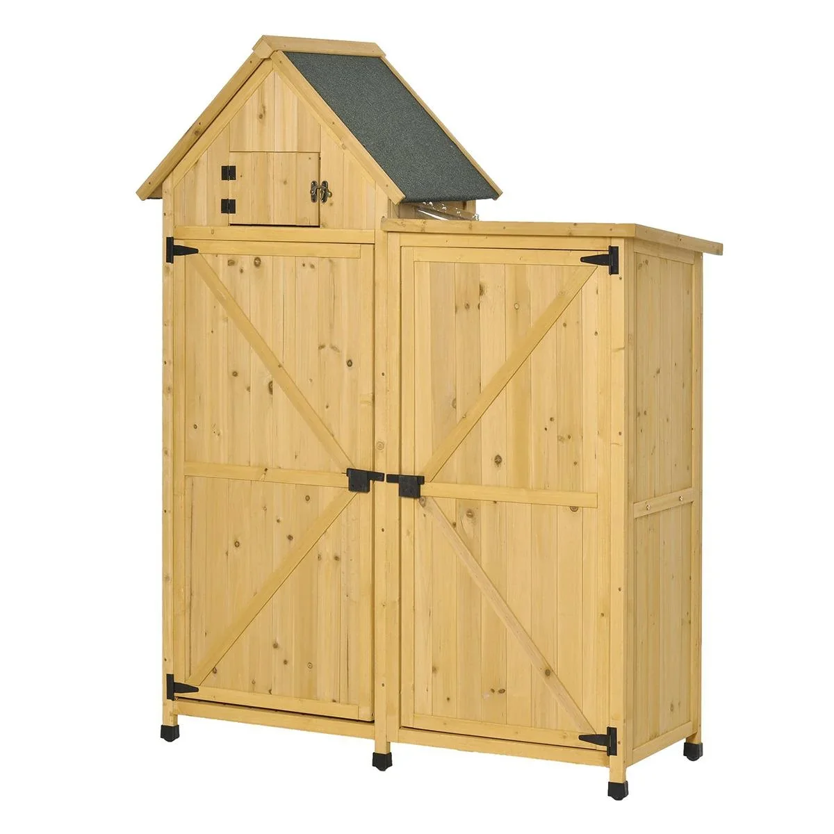 Gartenhaus Gerätehaus Gartenschuppen Doppeltür-Design Holz für den außenbereich wetterfest 138 x 54,5 x 175 cm Gelb - 0