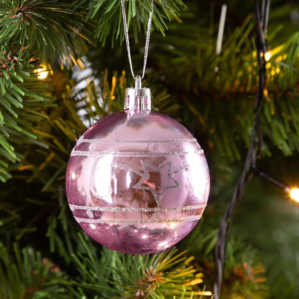 Weihnachtskugeln 24 Stück Rosa - Durchmesser 6cm - 6