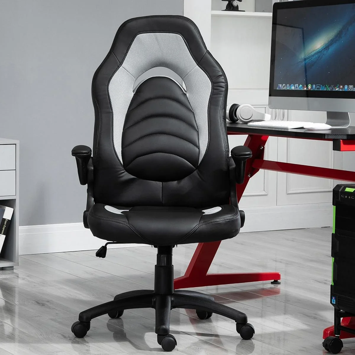 Gaming-Stuhl Schreibtischstuhl Bürostuhl Chefsessel PU-Leder - 2