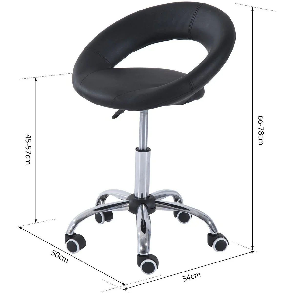 Rollhocker höhenverstellbar schwarz - 1