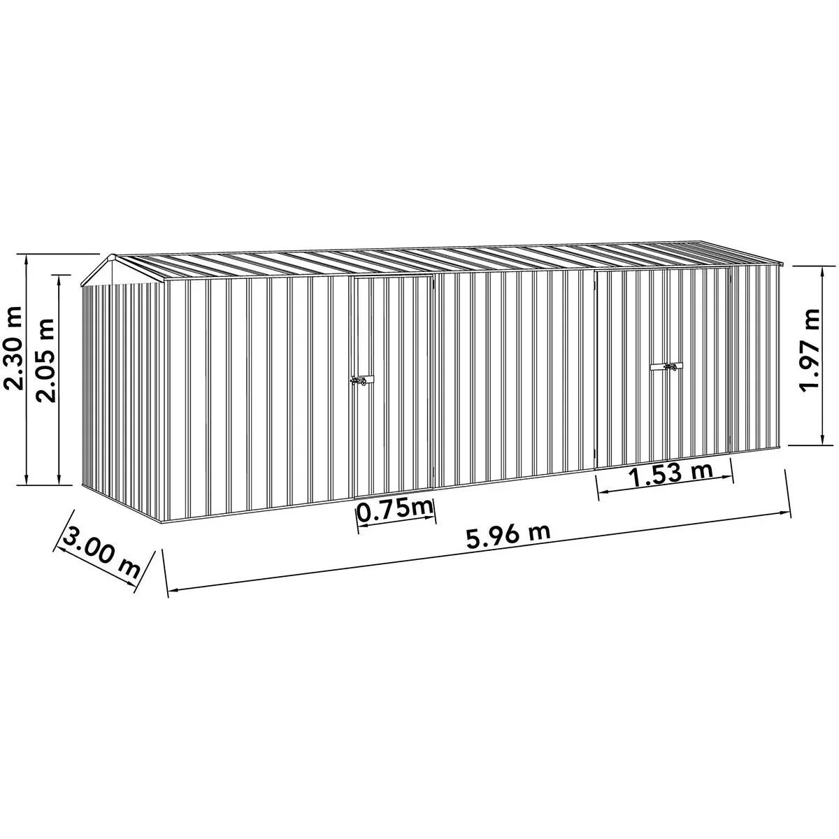 Absco Highlander MB60303HK Metallschuppen - 596x300x230 cm - 0