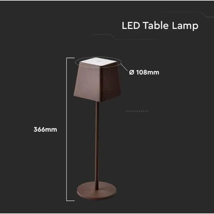 VT-7563 Tischleuchte - 3000K - Dimmbar durch Berührung - Wiederaufladbar - Braun - 0