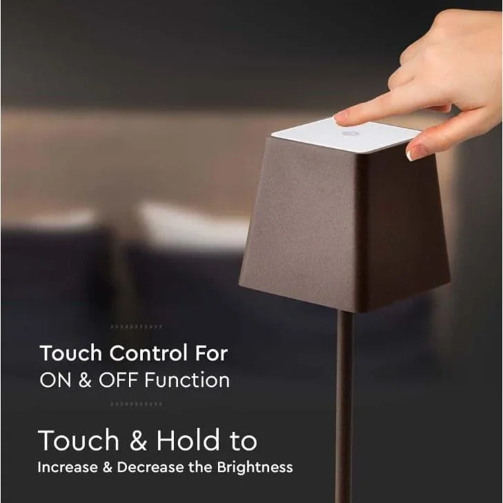 VT-7563 Tischleuchte - 3000K - Dimmbar durch Berührung - Wiederaufladbar - Braun - 1