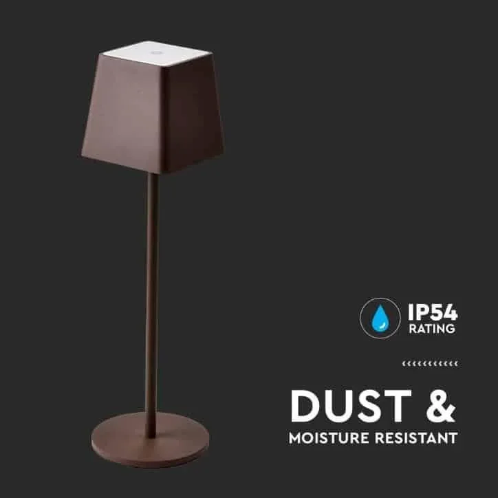 VT-7563 Tischleuchte - 3000K - Dimmbar durch Berührung - Wiederaufladbar - Braun - 2