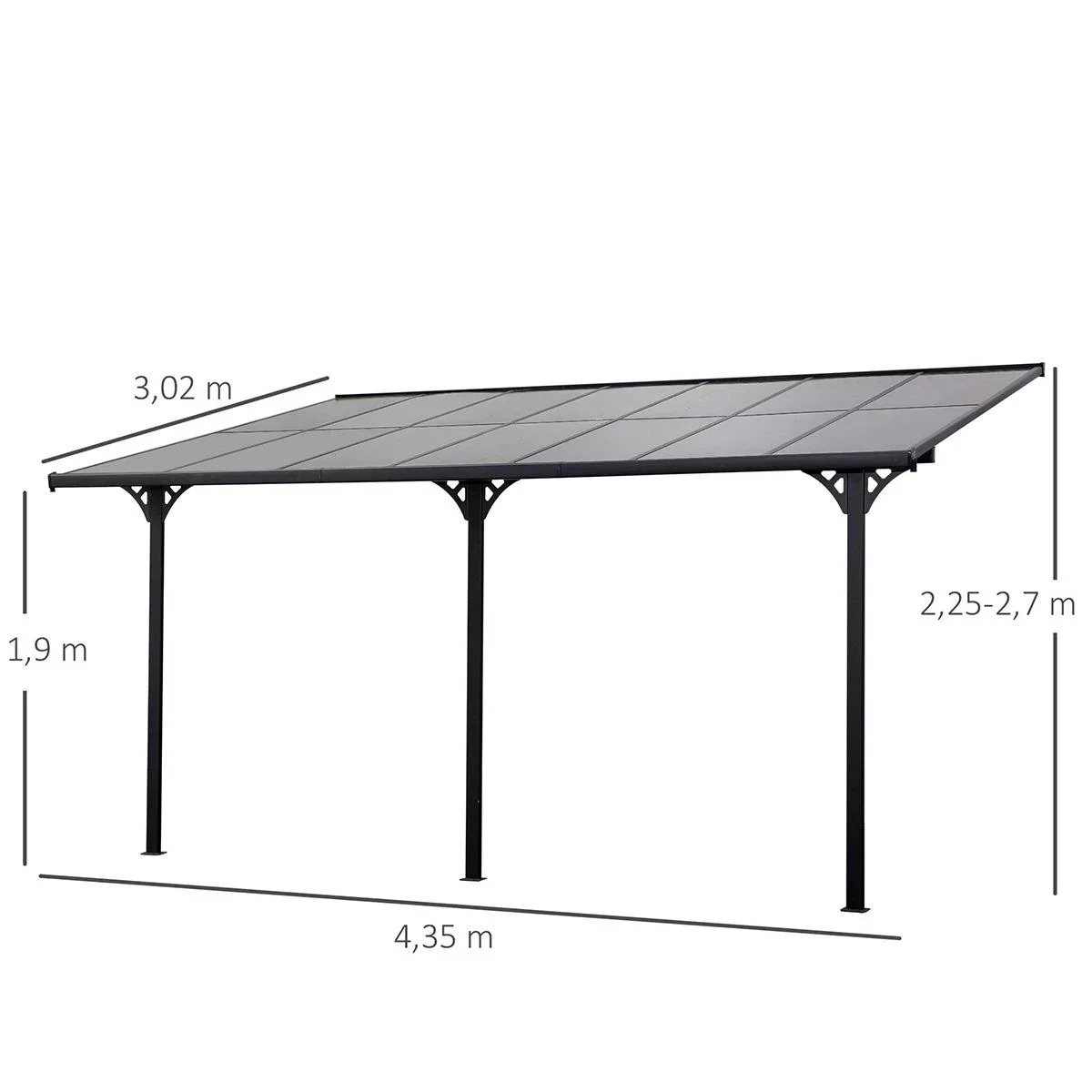 Pergola Pavillon 4 x 3 m Gartenpavillon Überdachung Zelt 225-270 cm höhenverstellbar Sonnenschutz Terrassendach Anbaupa - 1