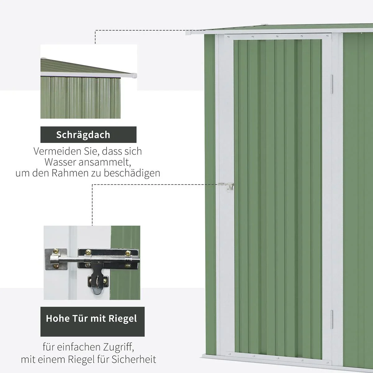 Gerätehaus Gartenhaus Geräteschuppen mit Tür Outdoor Stahl Grün 142 x 84 x 189 cm - 1