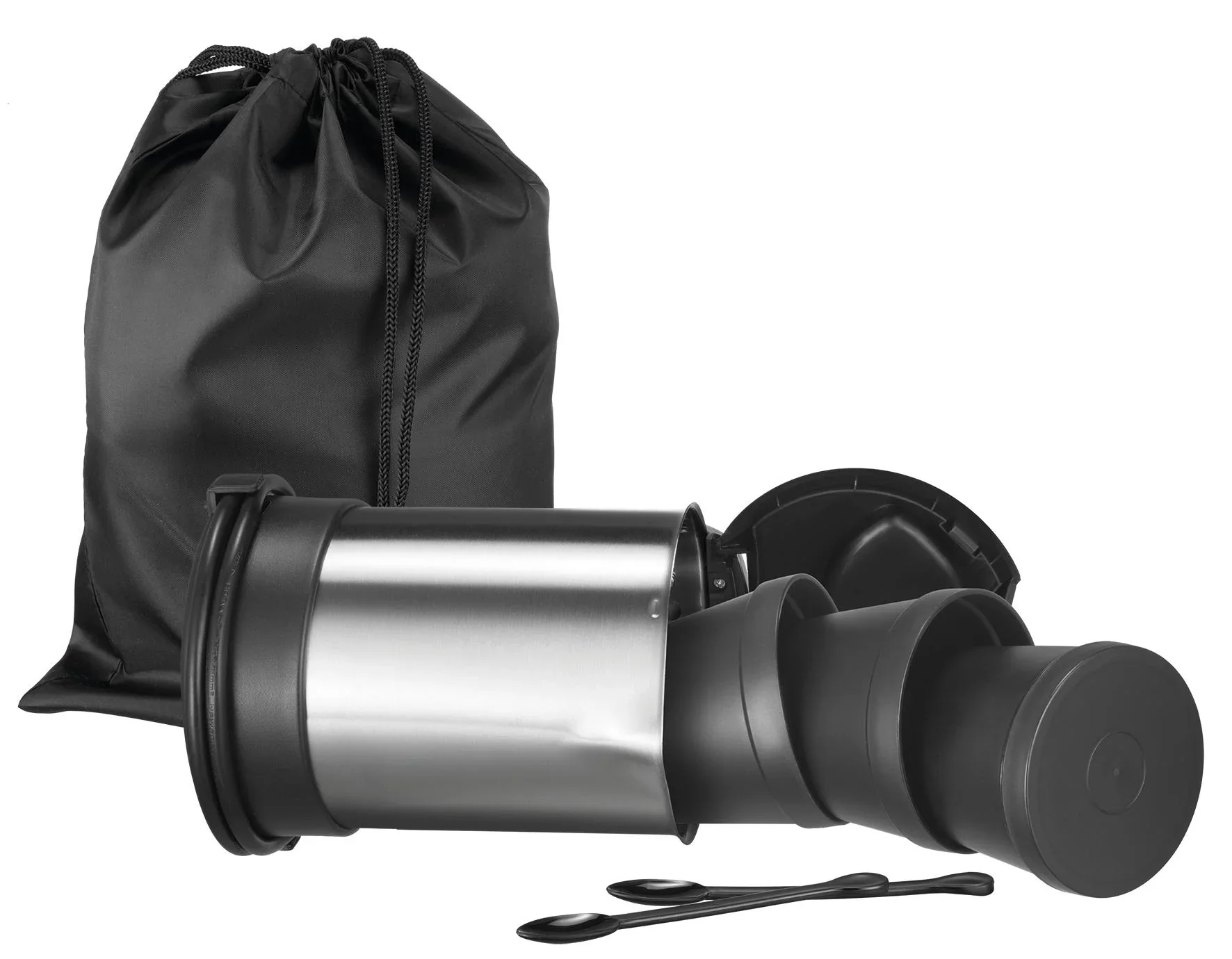 Blitz-Wasserkocher 0,5 L Edelstahl, 7-teilig - Mit 2 Trinkbechern, Kaffeelöffel und Doppelfach-Behälter - 5