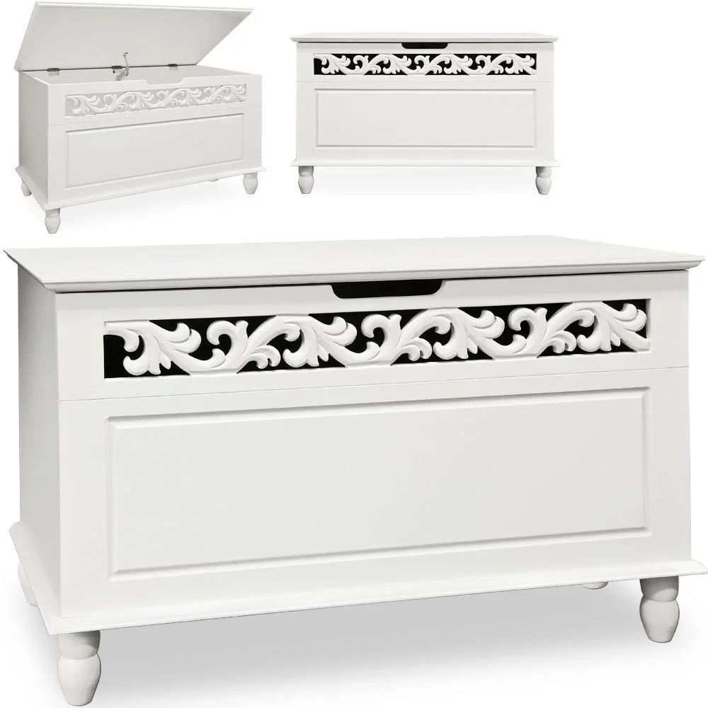 Holzlagerbox mit Scharnierdeckel - 80 x 40 x 48cm - max. 100 kg - 0