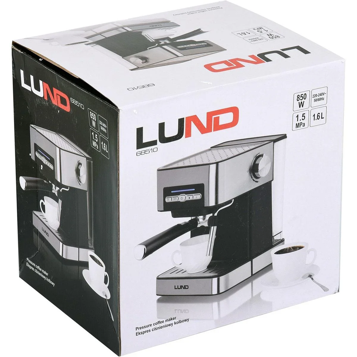 Kolbenmaschine mit Aufschäumer - 850W - 1,6 L - Edelstahl - 3