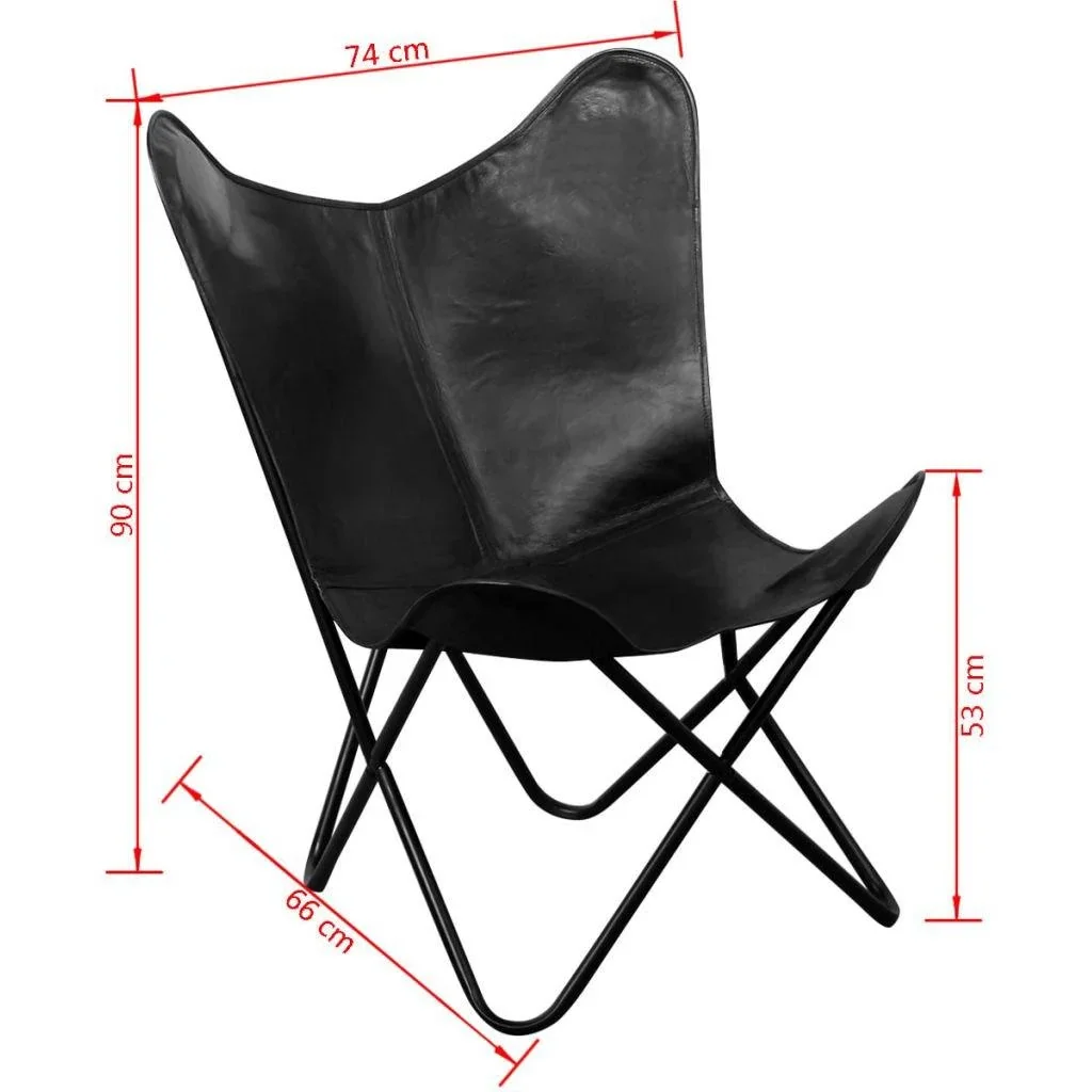 Schmetterlingsstuhl Echtleder schwarz - 0