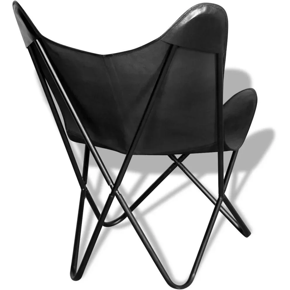 Schmetterlingsstuhl Echtleder schwarz - 3