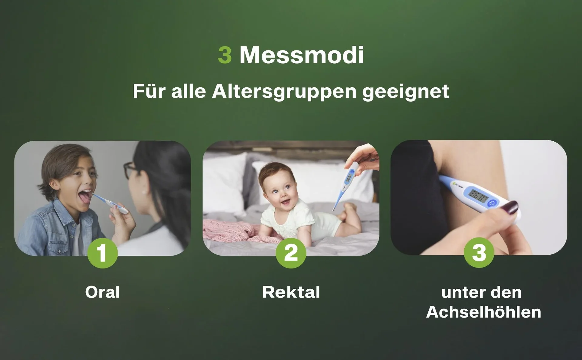 Digitales Fieberthermometer mit flexibler Spitze und Fieber-Alarm - 2