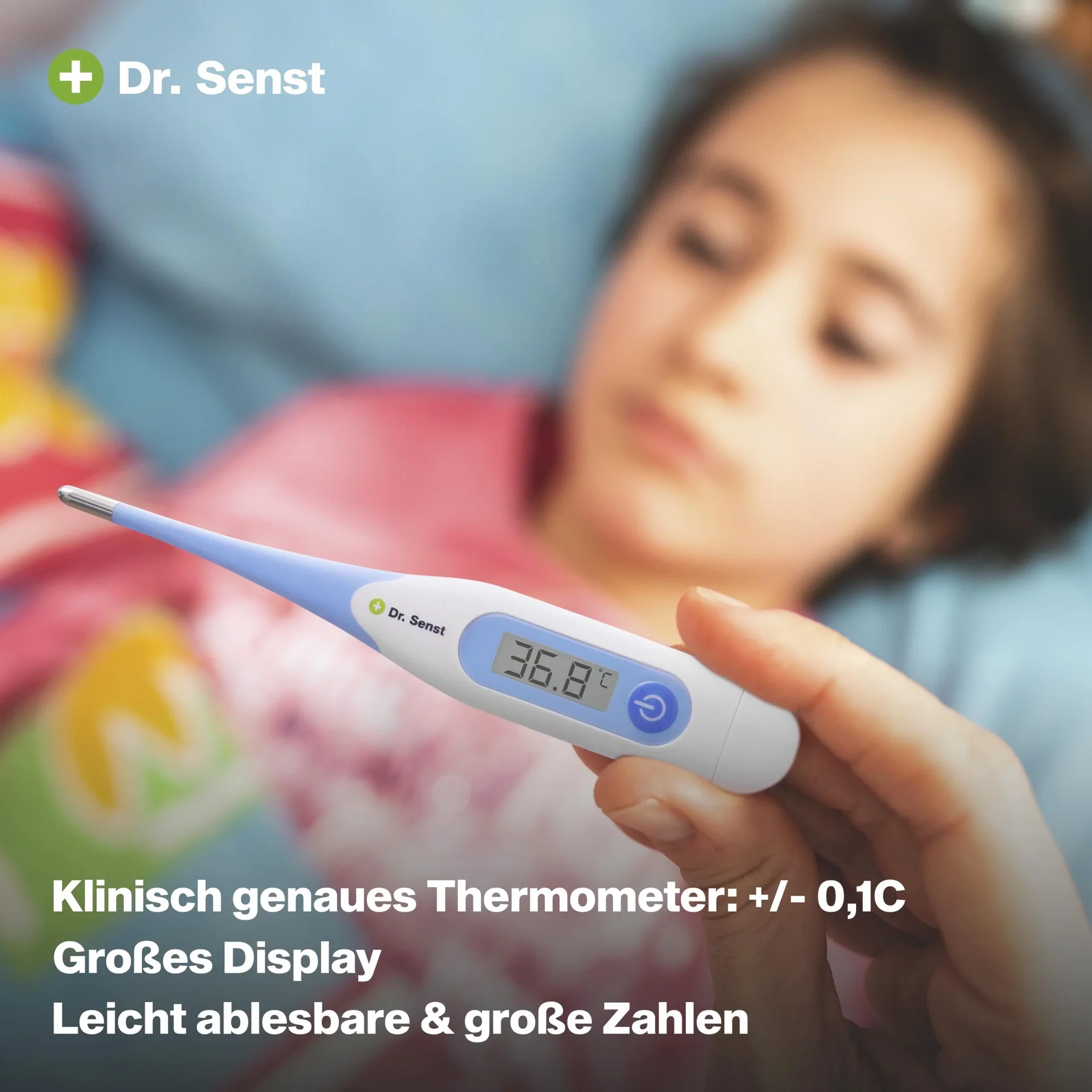 Digitales Fieberthermometer mit flexibler Spitze und Fieber-Alarm - 4