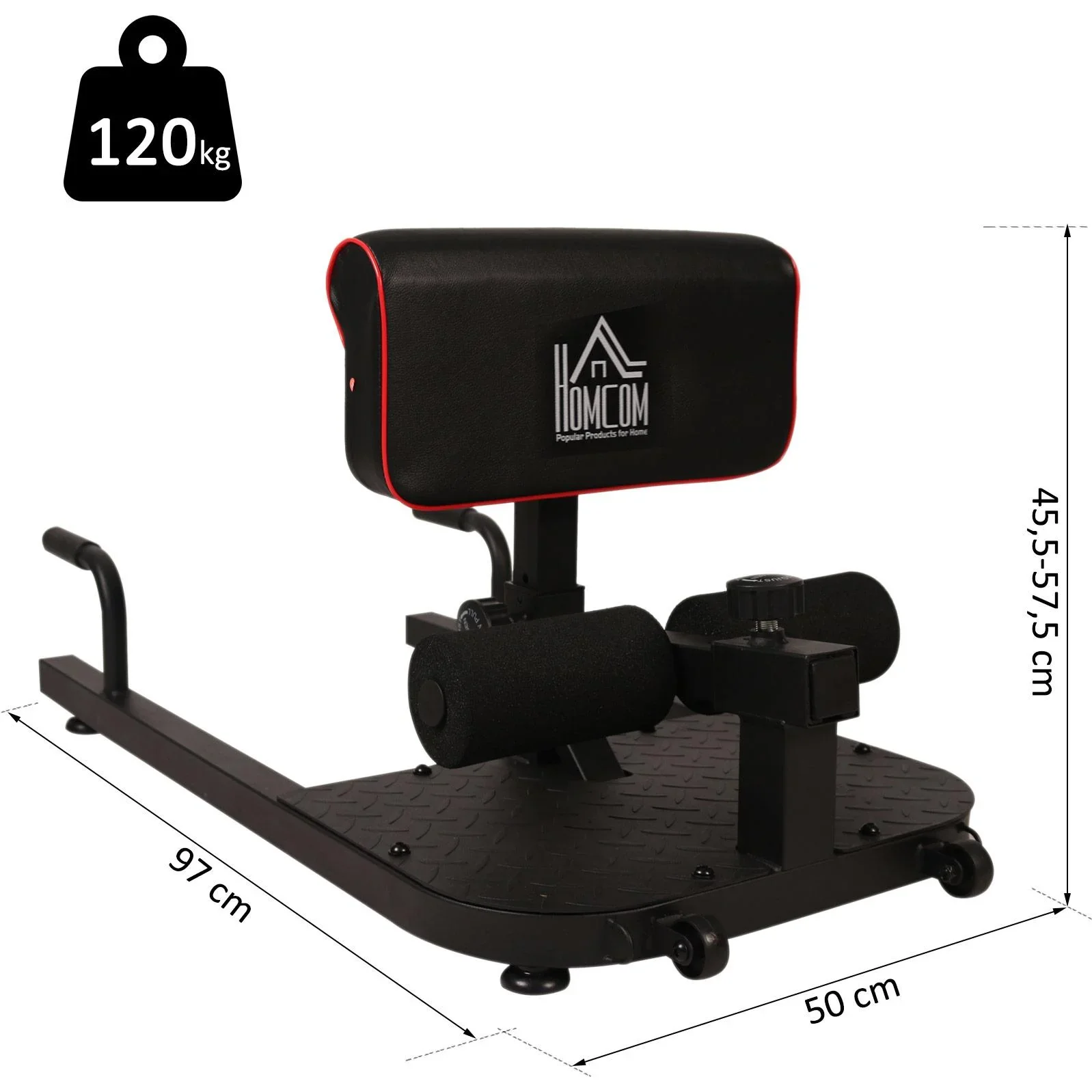 Kniebeugentrainer Beintrainer 3 in 1 Trainer verstellbar rollbar bis 120 kg Schwarz - 0