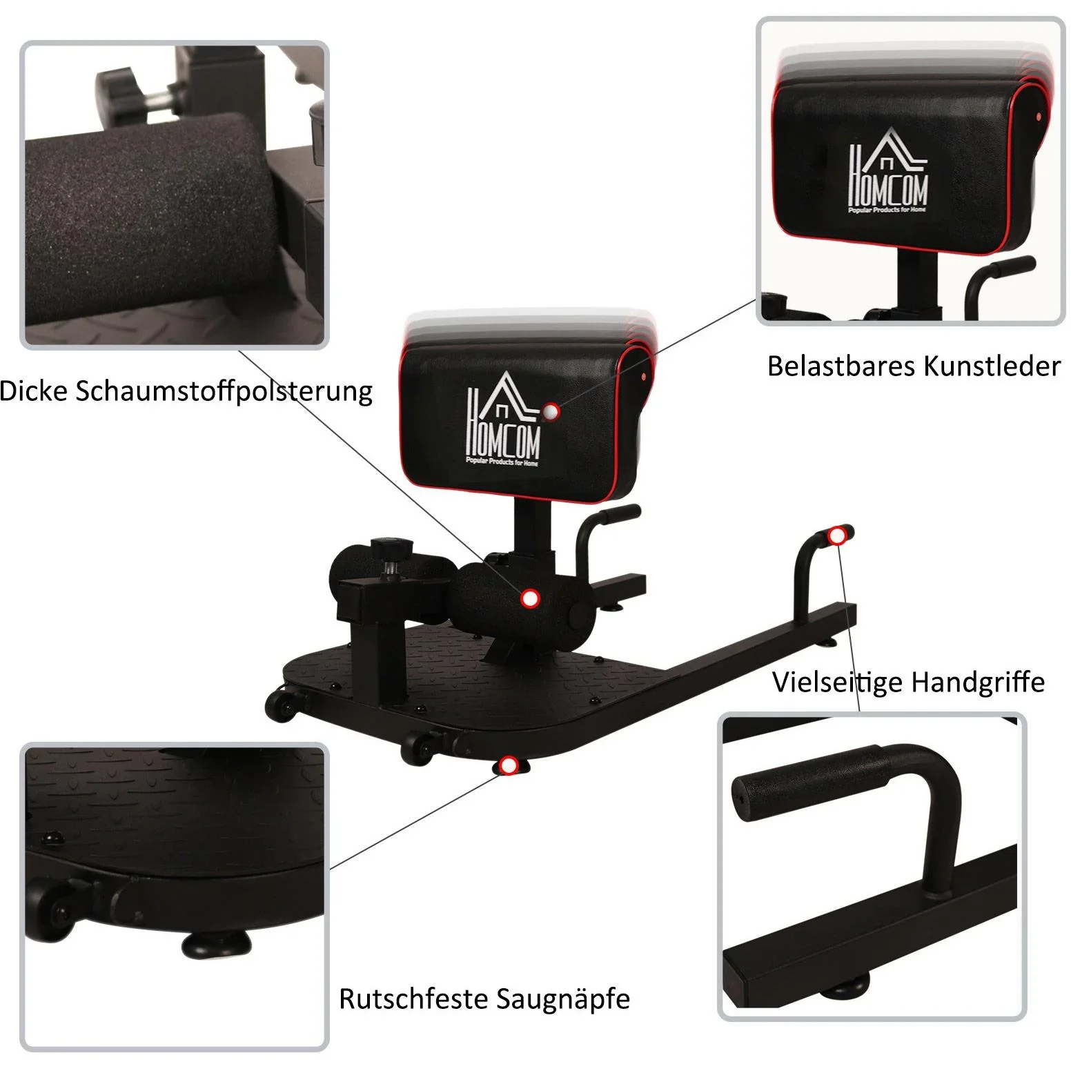Kniebeugentrainer Beintrainer 3 in 1 Trainer verstellbar rollbar bis 120 kg Schwarz - 3