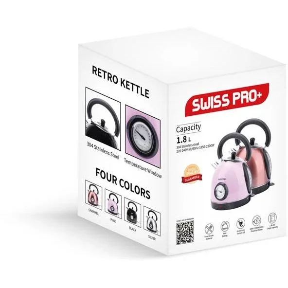 Retro-Wasserkocher - 2200W - 1,8L - Rosa - 0