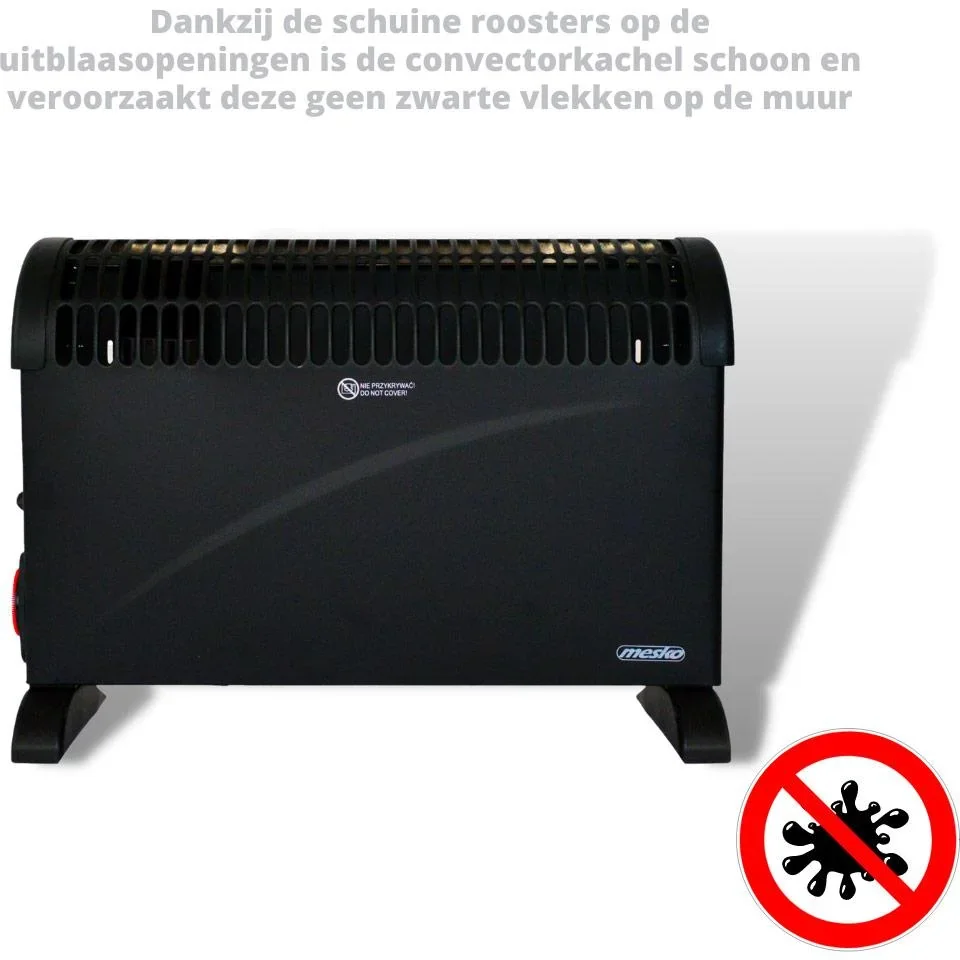 Mesko Elektrokonvektor - 3 Heizstufen - 2000W - bis zu 20m² - Schwarz - einstellbarer Thermostat - 0