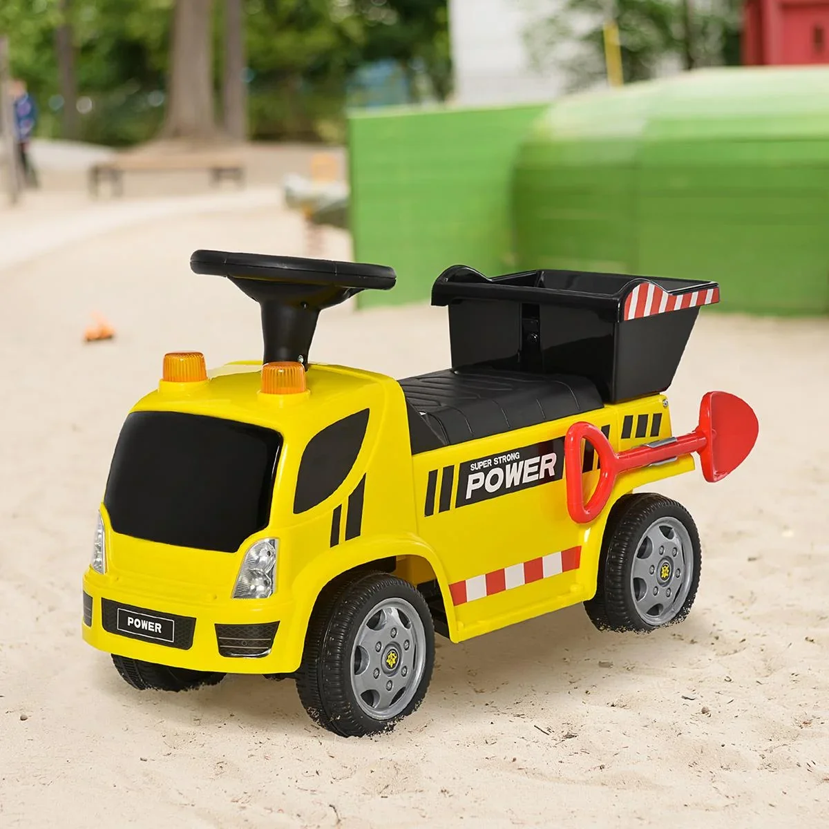Sitzbagger für Kinder Rutscherfahrzeug mit Kippen Eimer und Schaufel Fuß Rutscherauto unter Sitz Lagerung für Baby 18-36 - 0