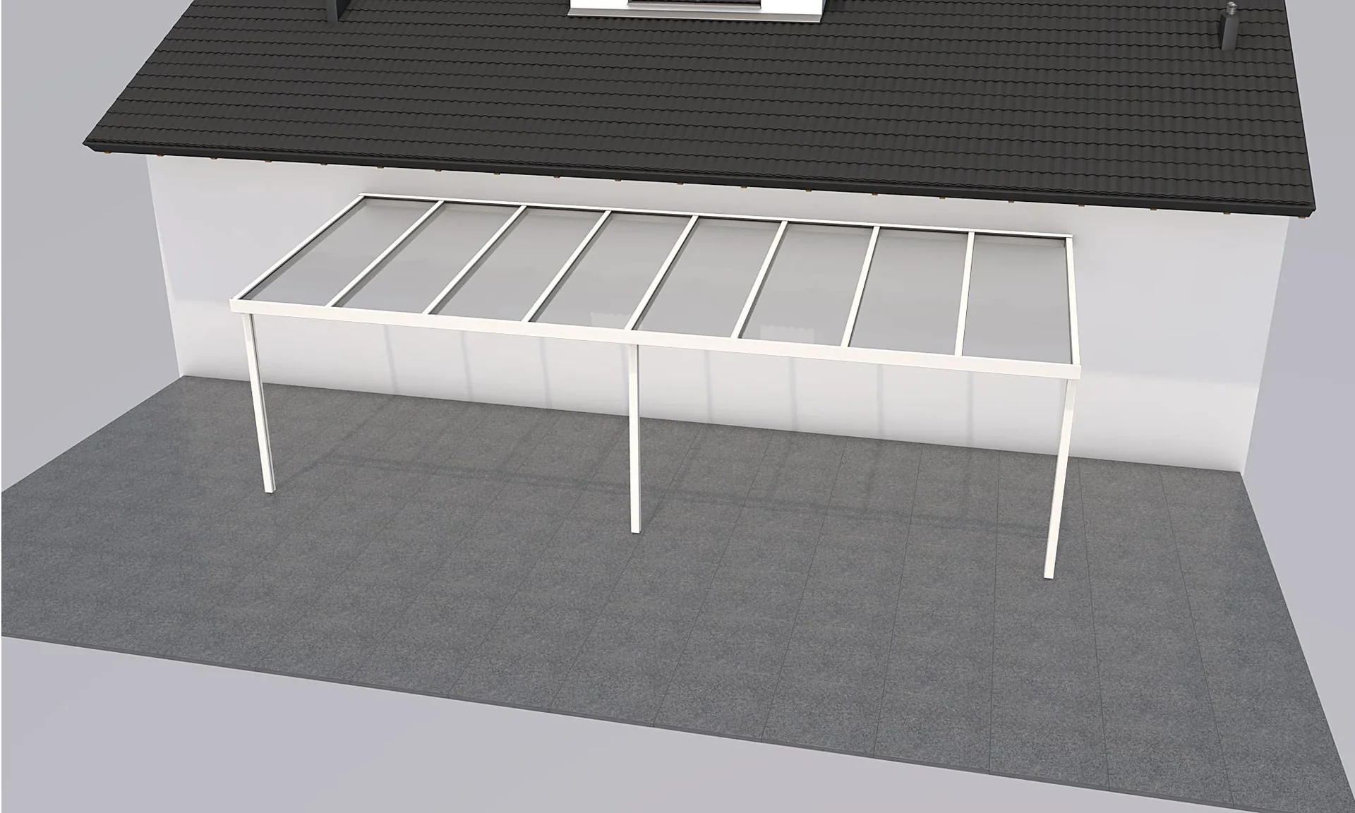 Terrassendach Premium, weiß, 8125 x 3060 mm - 10mm Verbundsicherheitsglas (VSG) - 0