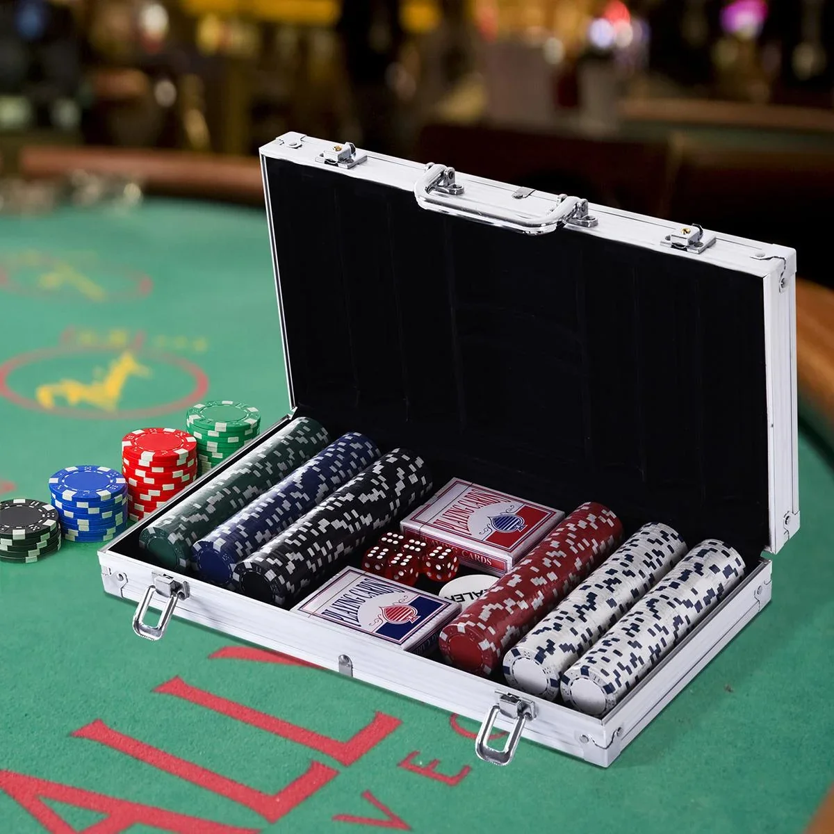 Pokerkoffer mit 300 Chips silber - 0