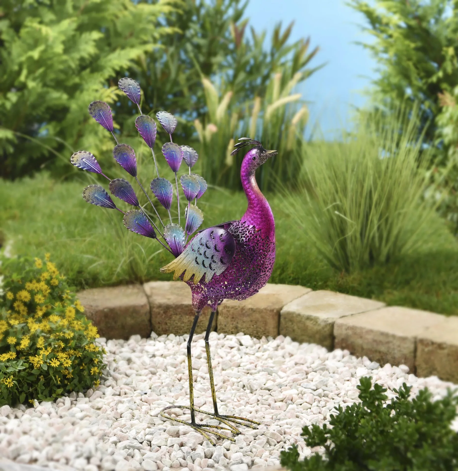 Metall Deko Pfauen "Bonnie" & "Clyde" mit LED Beleuchtung - 0