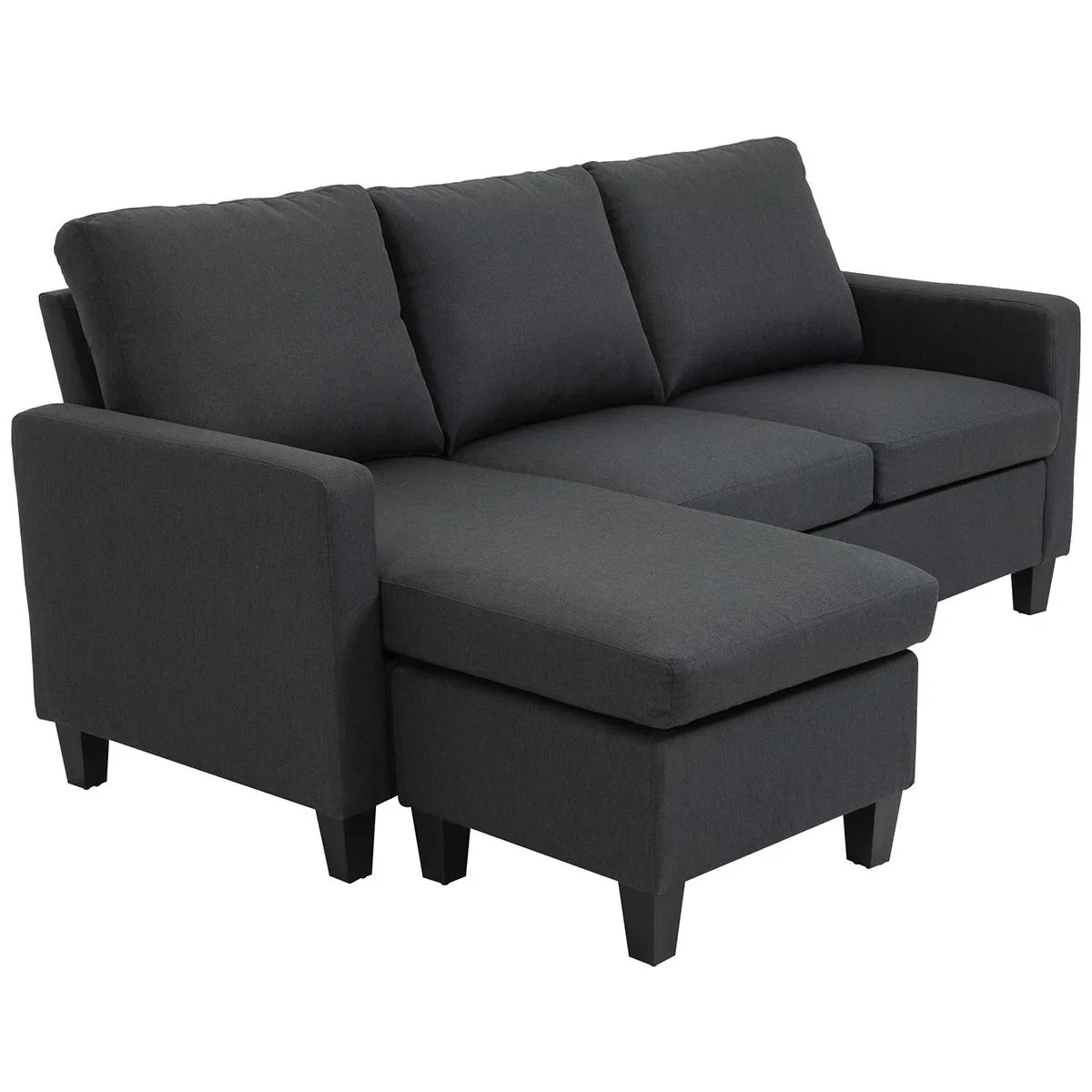 3-Sitzer Sofa mit zwei Liegesesseln und einer Chaiselounge Dunkelgrau - 0