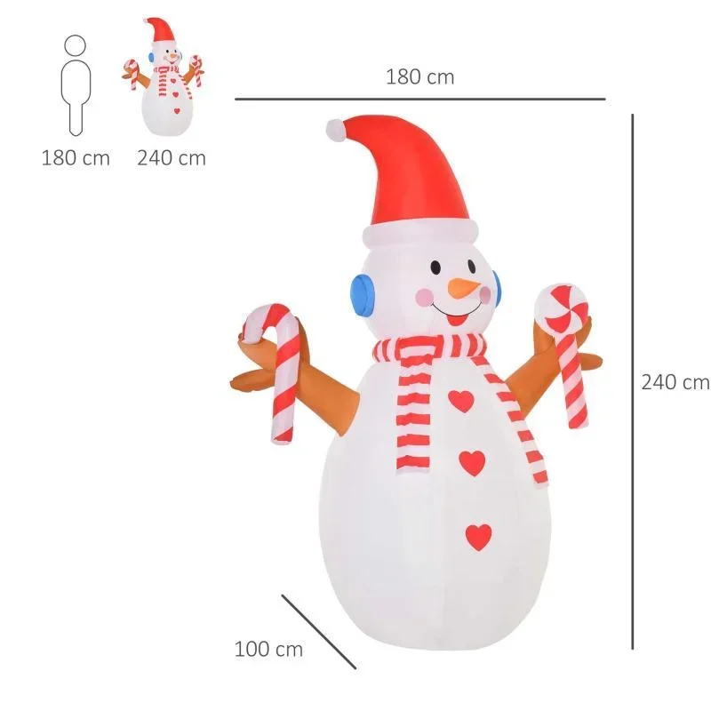 2,4 m aufblasbarer Schneemann mit rotierender Beleuchtung Weihnachtsdeko - 2