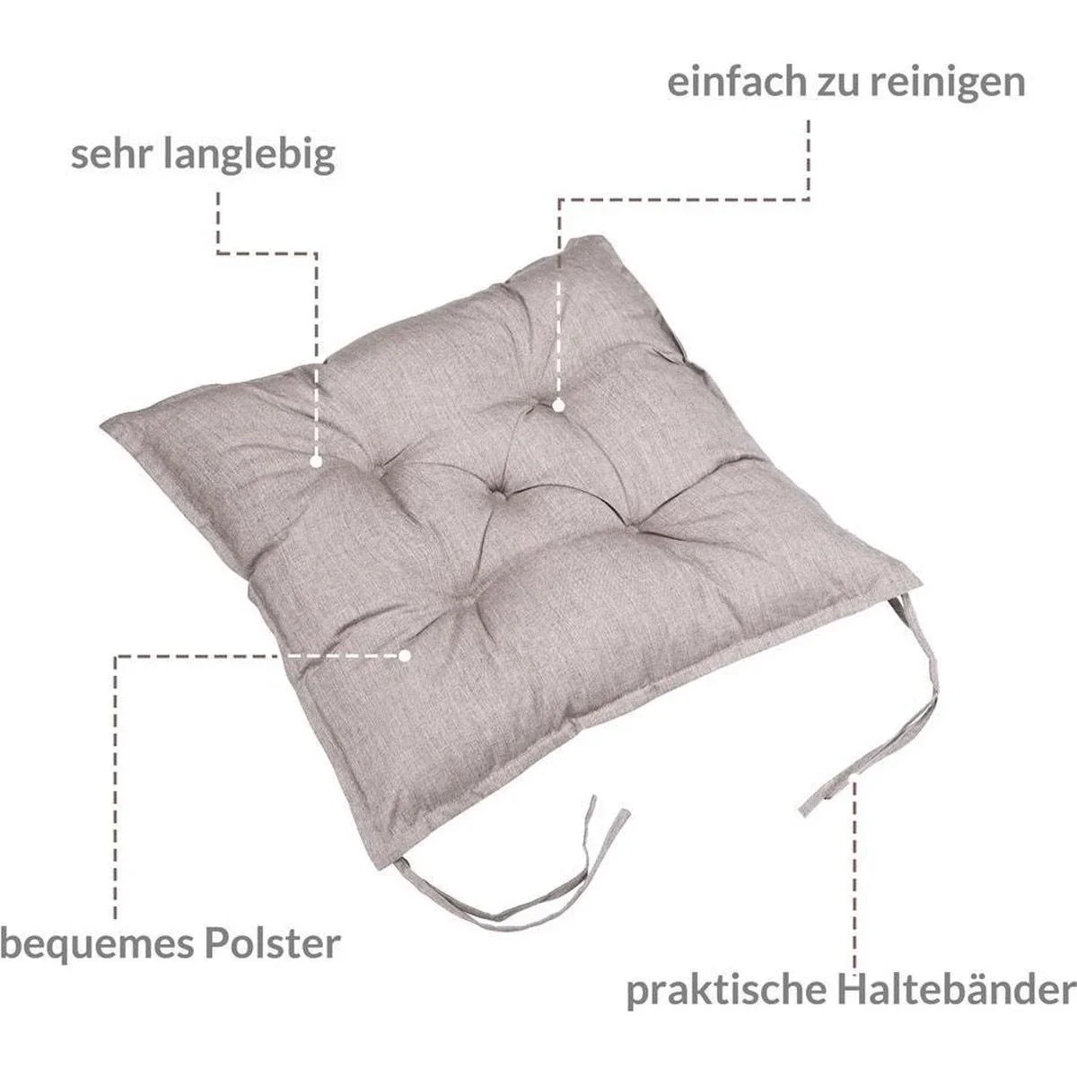 Stuhlkissen - Gartenstuhl Kissen - Set von 4 Stück Creme - 2