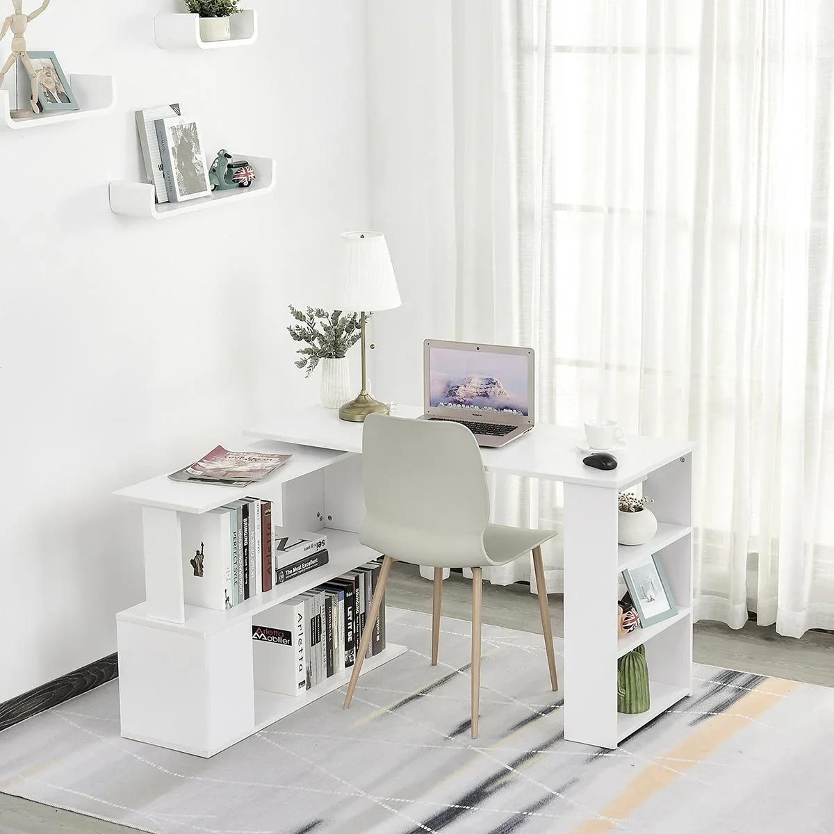 Computertisch mit Regal weiß - 1