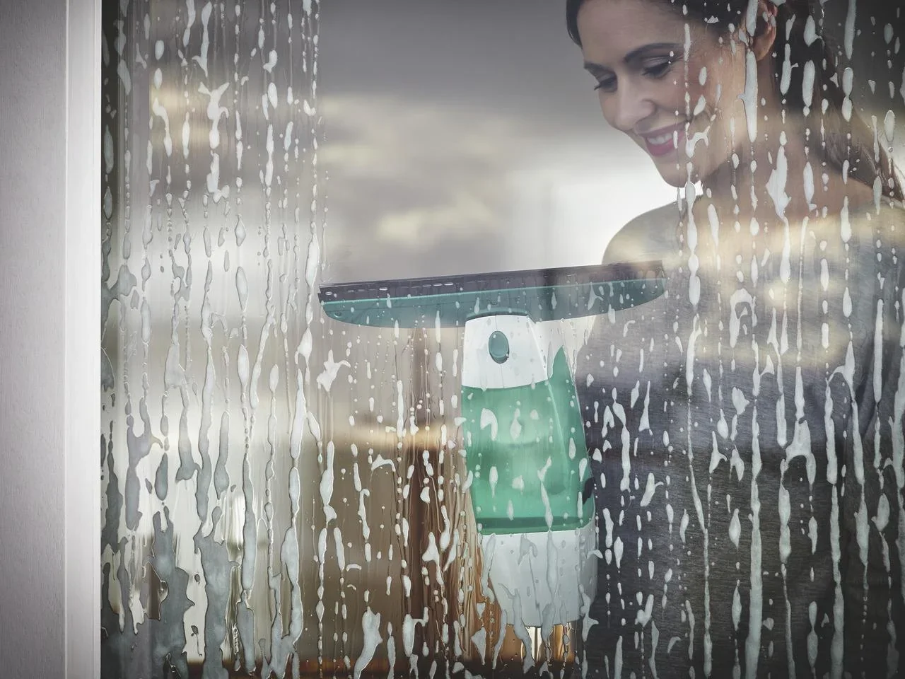 Akku-Fenstersauger "Dry & Clean" mit Spray, Stiel und Einwascher + GRATIS dazu Fensterspray 500 ml - 1