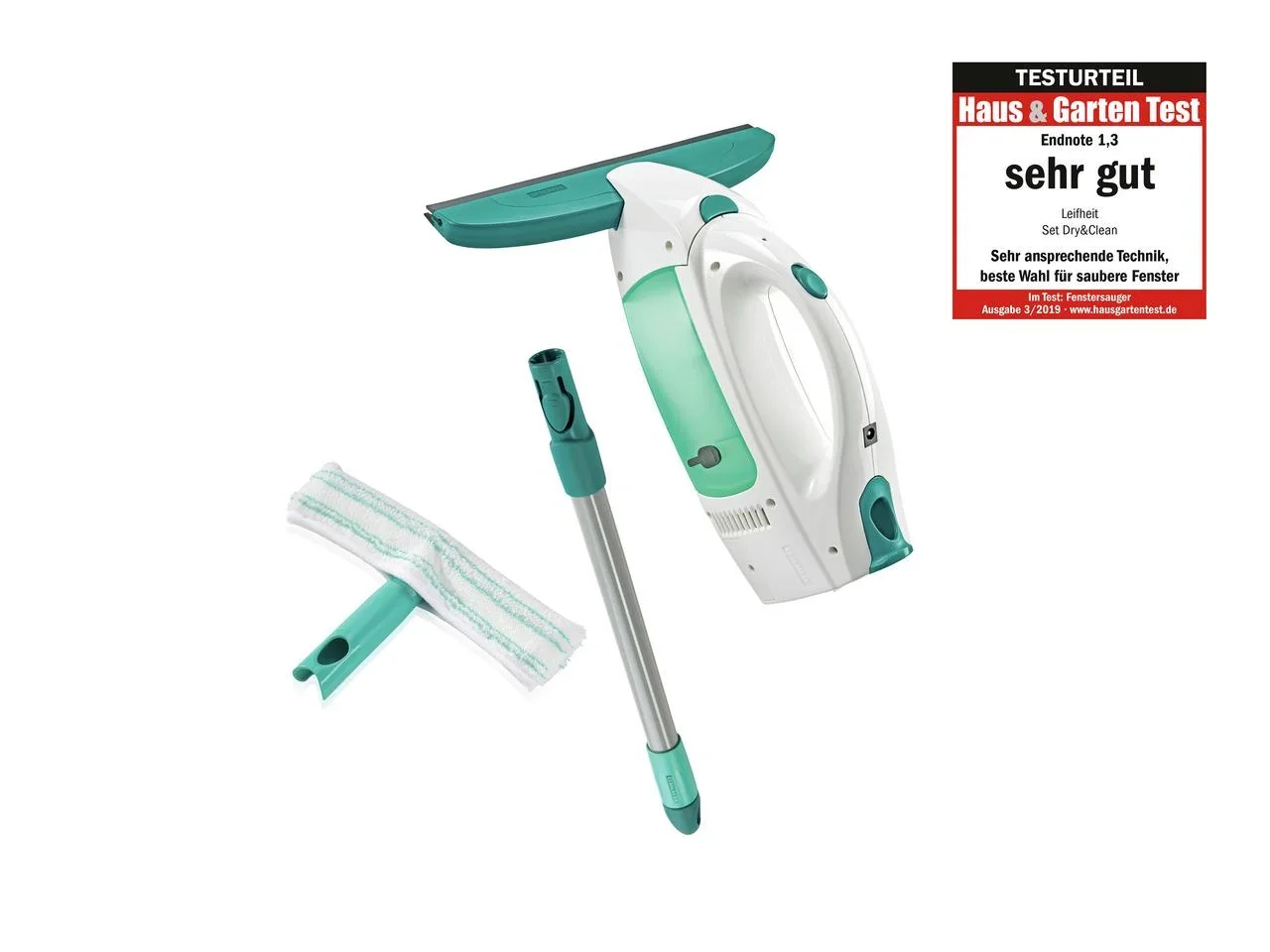 Akku-Fenstersauger "Dry & Clean" mit Spray, Stiel und Einwascher + GRATIS dazu Fensterspray 500 ml - 6