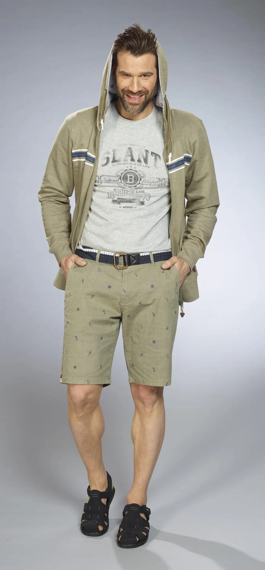 Shorts mit Maritimem Print, Farbe khaki, Gr.M - 3