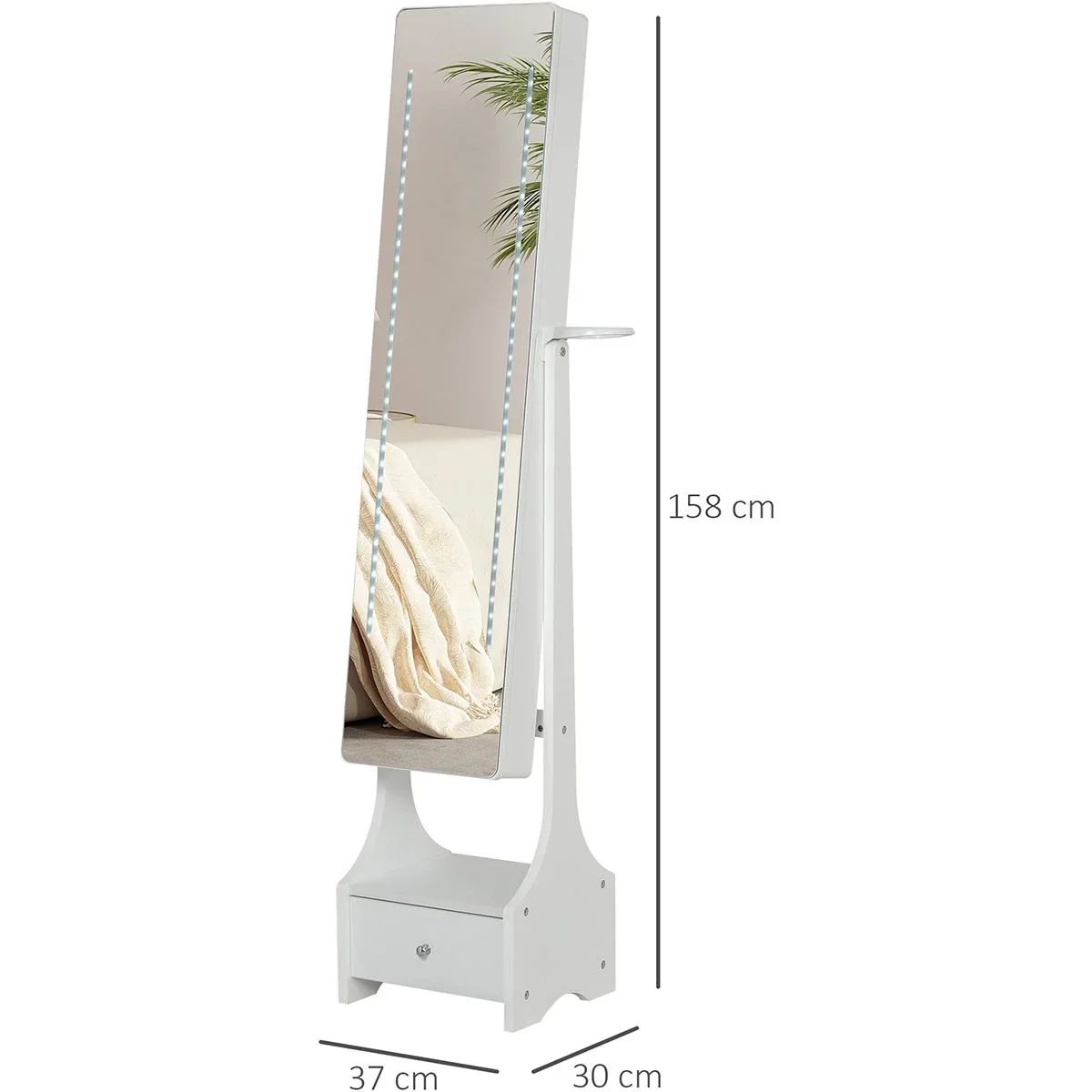 Led-Spiegel mit Schmuckschrank, weiß - 5