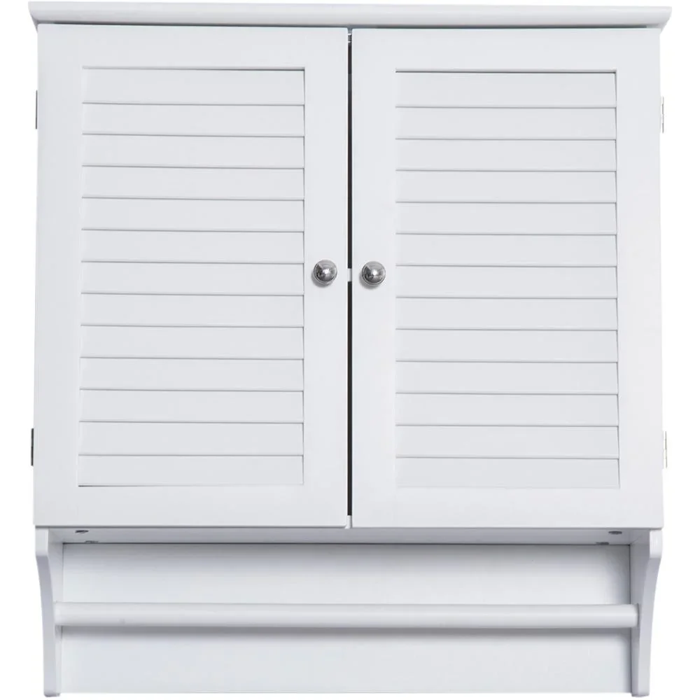 Wandschrank Hängeschrank Küchenschrank Mehrzweckschrank Lamellentüren Holz Weiß 60 x 22,5 x 64 cm - 2