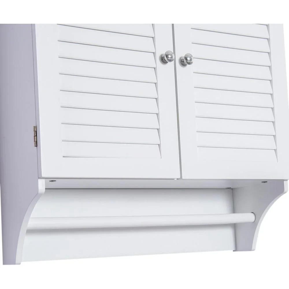 Wandschrank Hängeschrank Küchenschrank Mehrzweckschrank Lamellentüren Holz Weiß 60 x 22,5 x 64 cm - 3