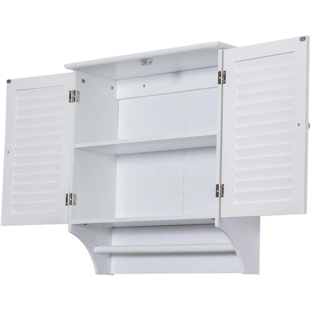 Wandschrank Hängeschrank Küchenschrank Mehrzweckschrank Lamellentüren Holz Weiß 60 x 22,5 x 64 cm - 5