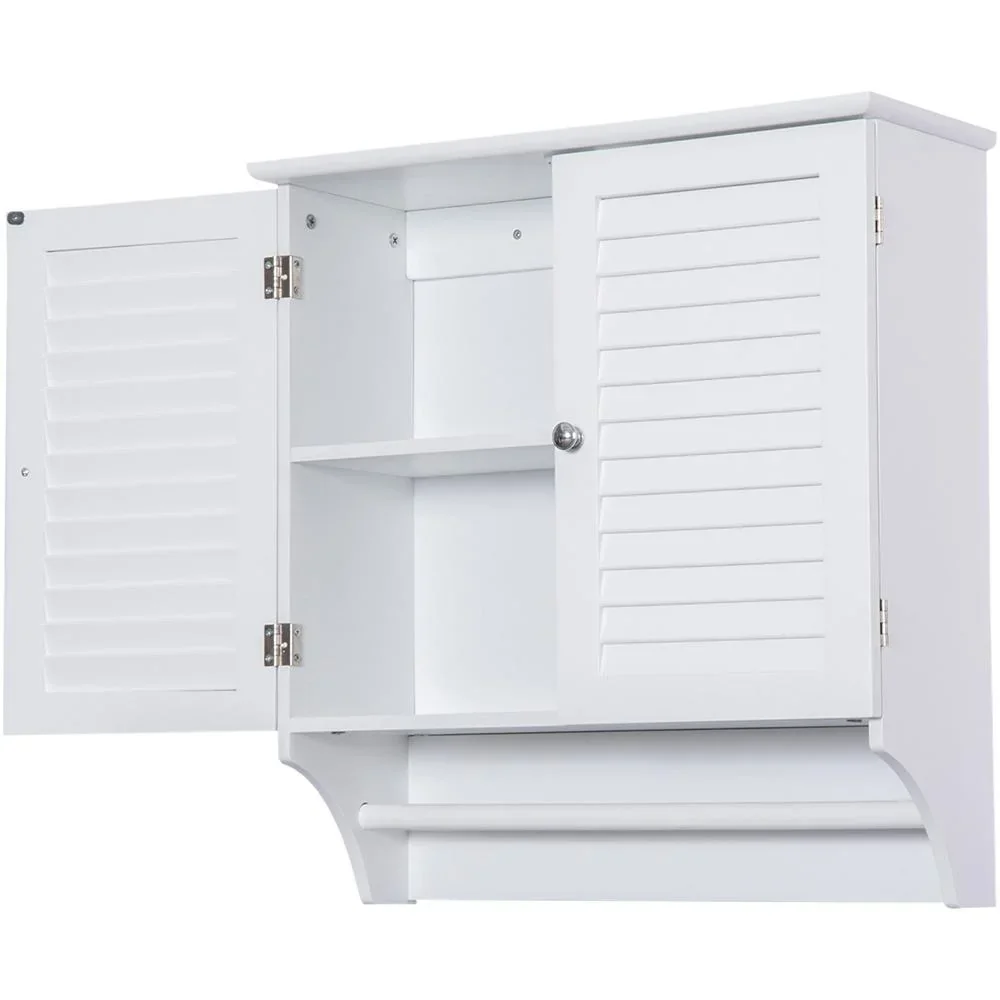 Wandschrank Hängeschrank Küchenschrank Mehrzweckschrank Lamellentüren Holz Weiß 60 x 22,5 x 64 cm - 7