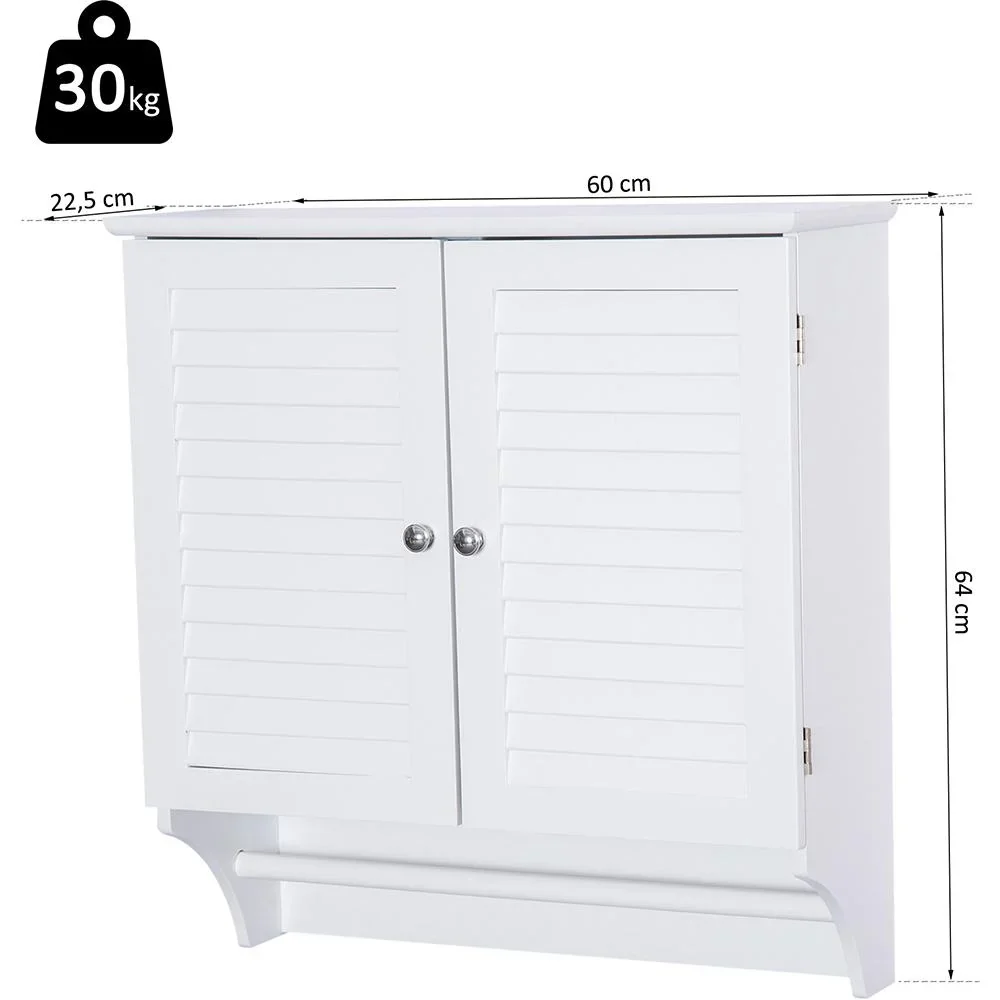 Wandschrank Hängeschrank Küchenschrank Mehrzweckschrank Lamellentüren Holz Weiß 60 x 22,5 x 64 cm - 8