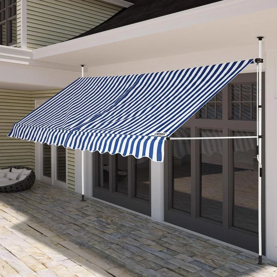 Klemmmarkise blau/weiß 400cm - 0