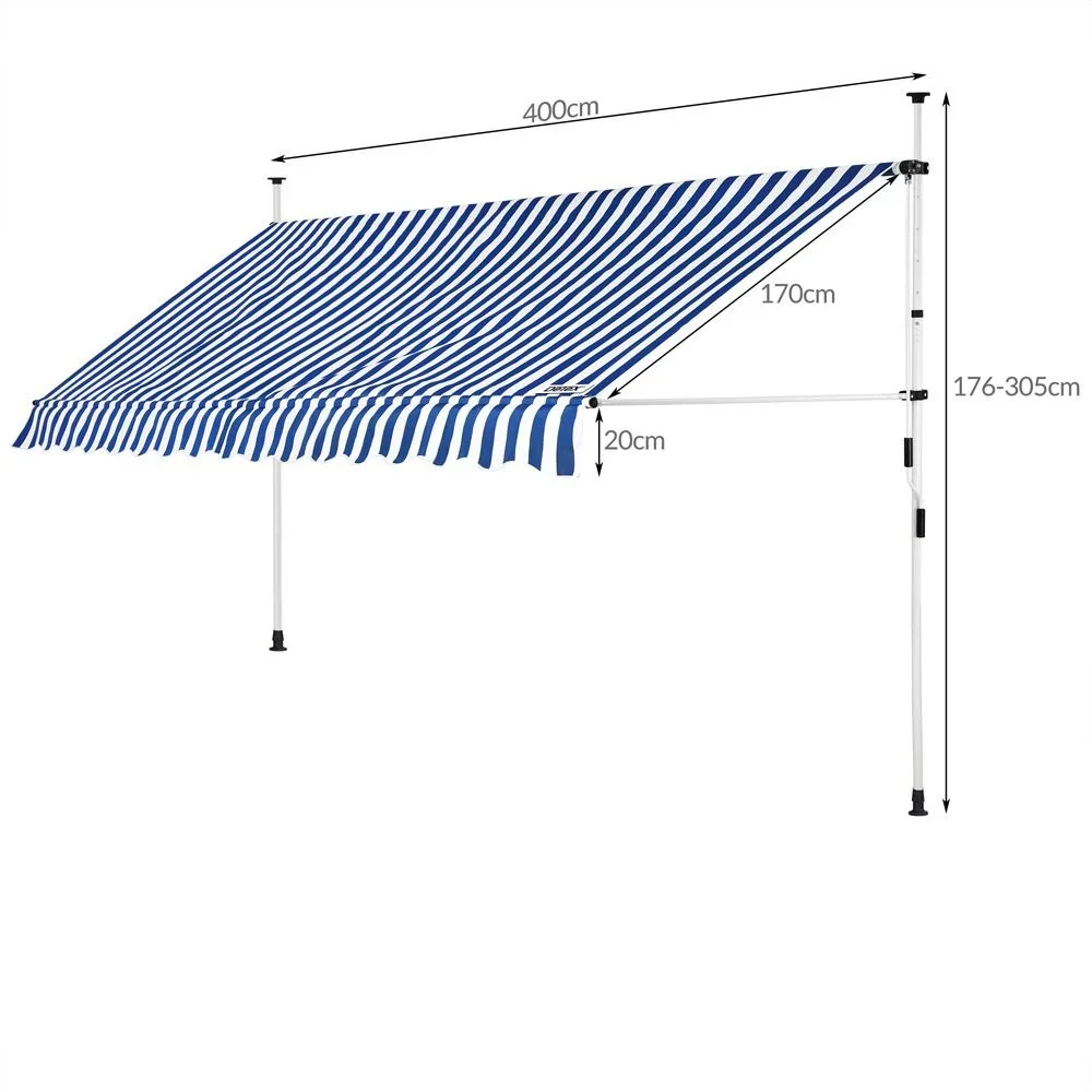 Klemmmarkise blau/weiß 400cm - 1