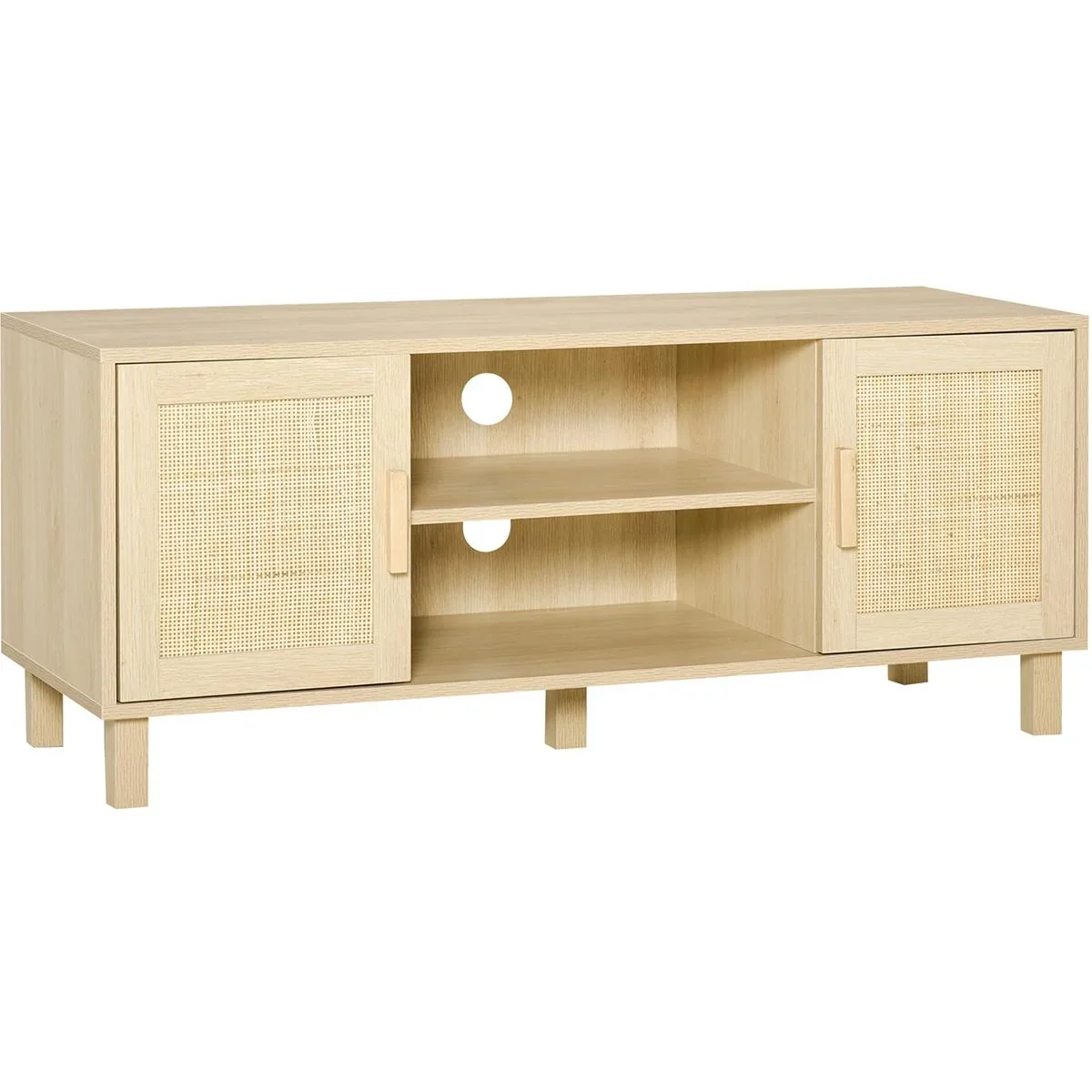 Fernsehschrank mit Rattanoptik natur - 0