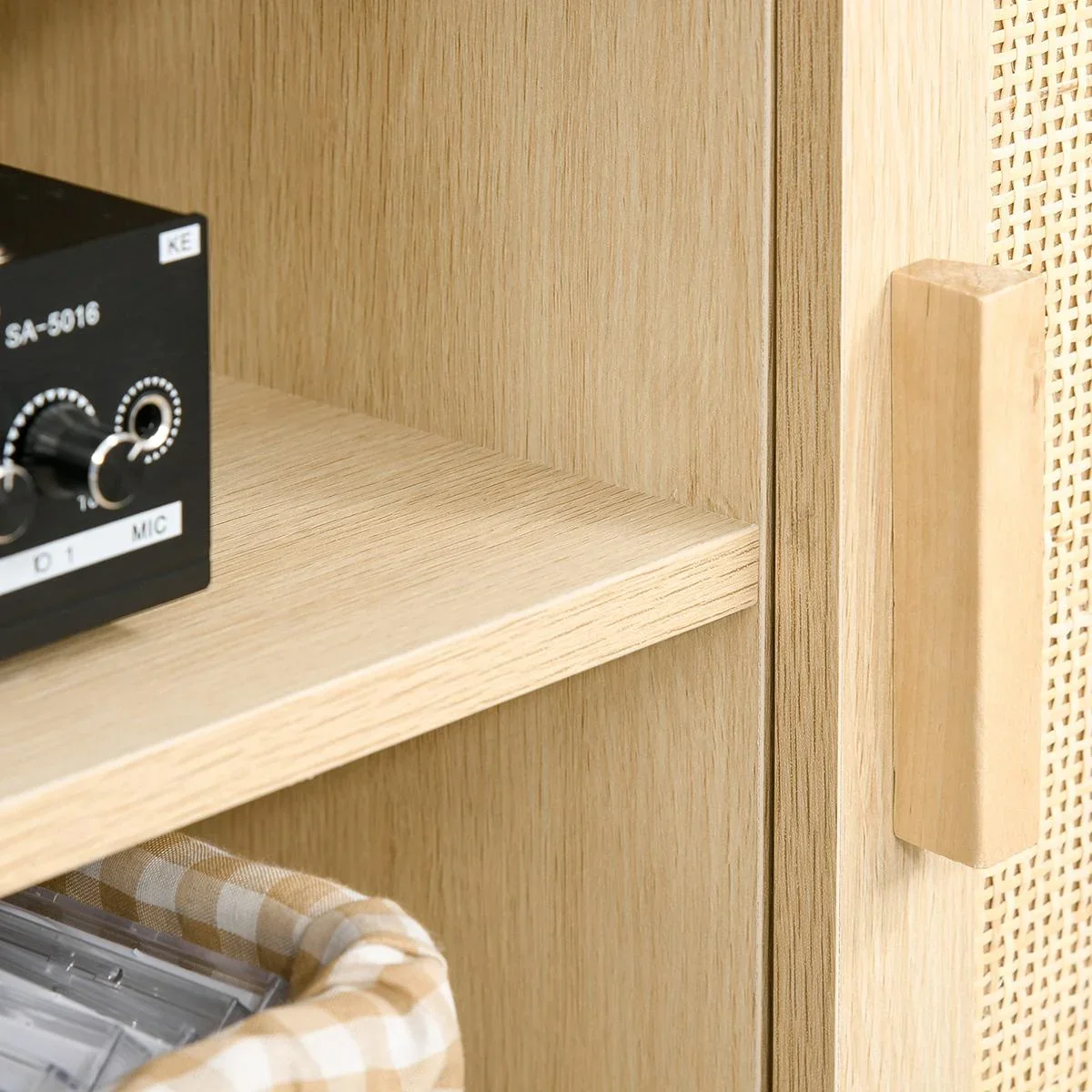 Fernsehschrank mit Rattanoptik natur - 7